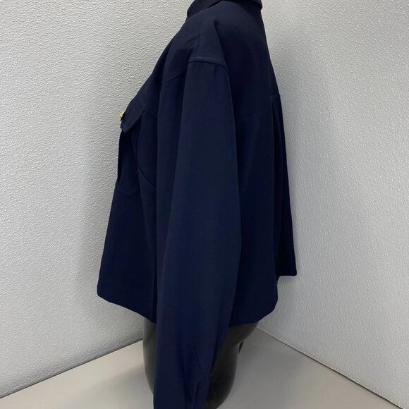 NEW VERONICA BEARD Women's Colivin Cropped Top Navy Blue Size 8 – Long Sleeve - Picture 9 of 11